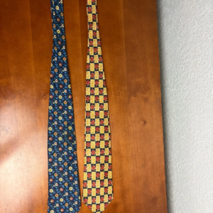 Lot of 2 Addison on Madison Handmade Silk Neckties Floral Checks Blue Yellow – photo 6