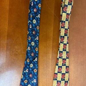 Lot of 2 Addison on Madison Handmade Silk Neckties Floral Checks Blue Yellow – photo 9