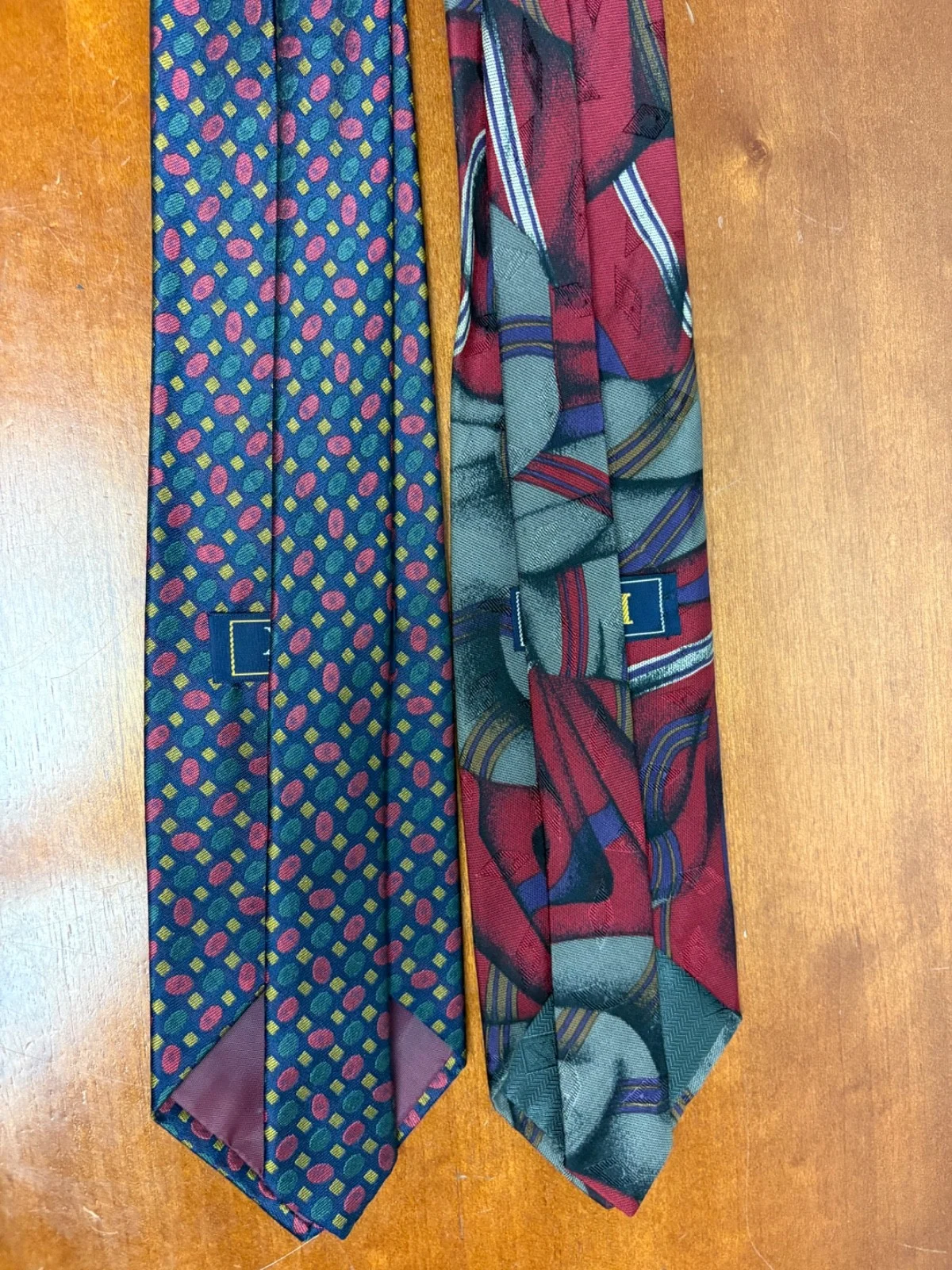 Lot of 2 XMI Silk Ties Hand Made in USA Imported Silk from Italy Geometric – photo 10