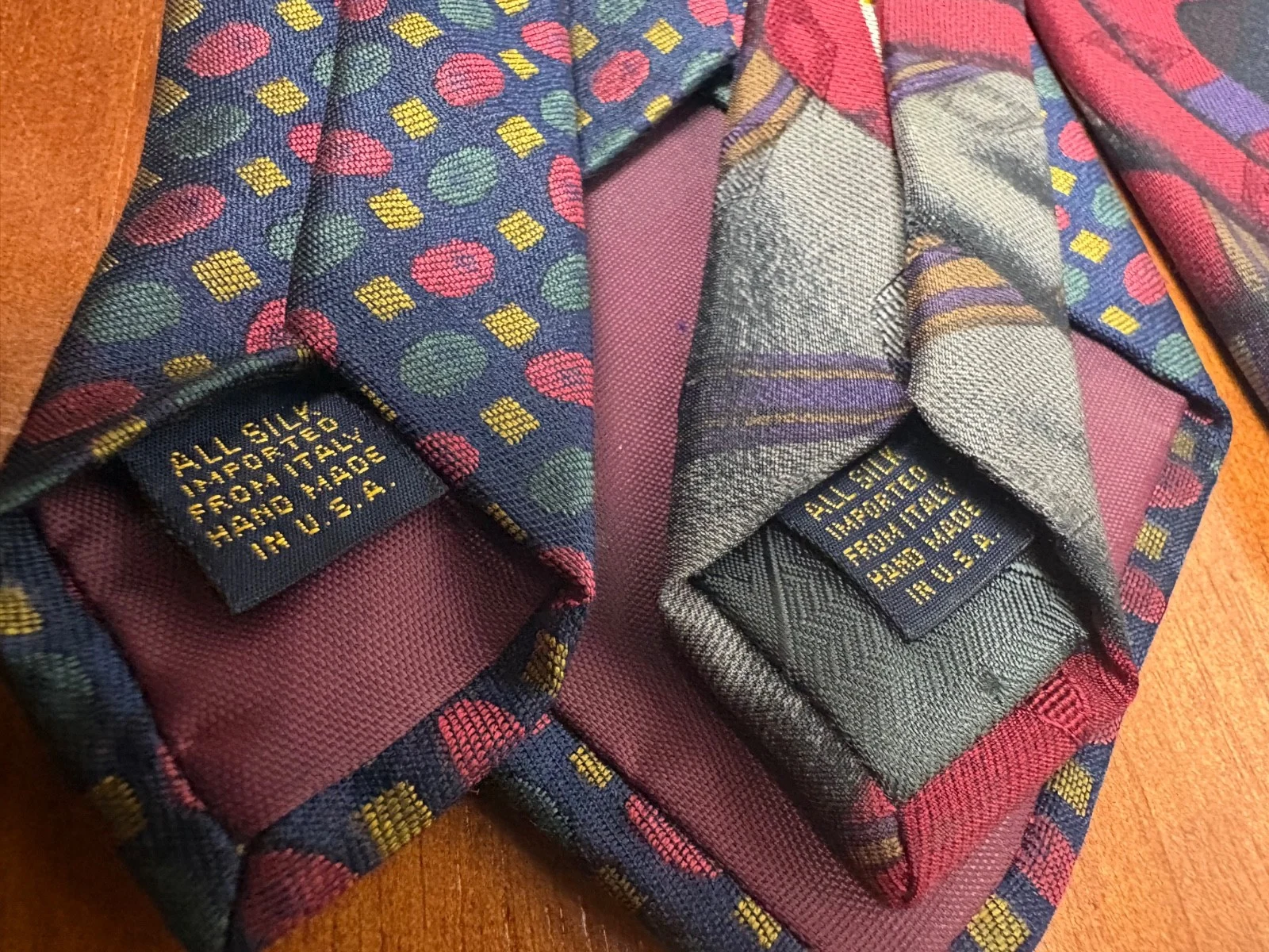 Lot of 2 XMI Silk Ties Hand Made in USA Imported Silk from Italy Geometric – photo 13