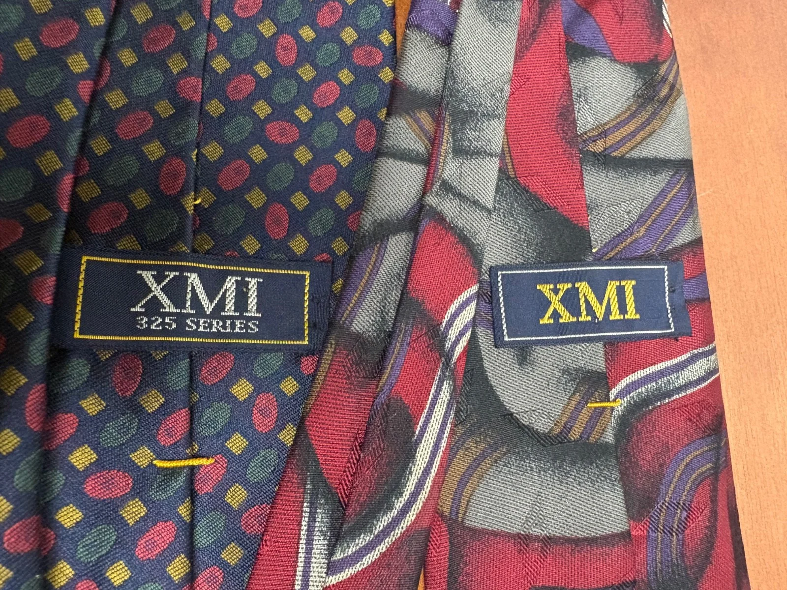 Lot of 2 XMI Silk Ties Hand Made in USA Imported Silk from Italy Geometric – photo 14