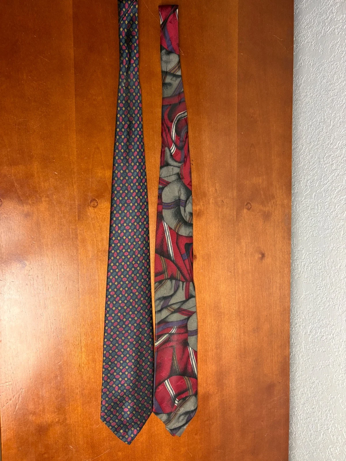Lot of 2 XMI Silk Ties Hand Made in USA Imported Silk from Italy Geometric – photo 4
