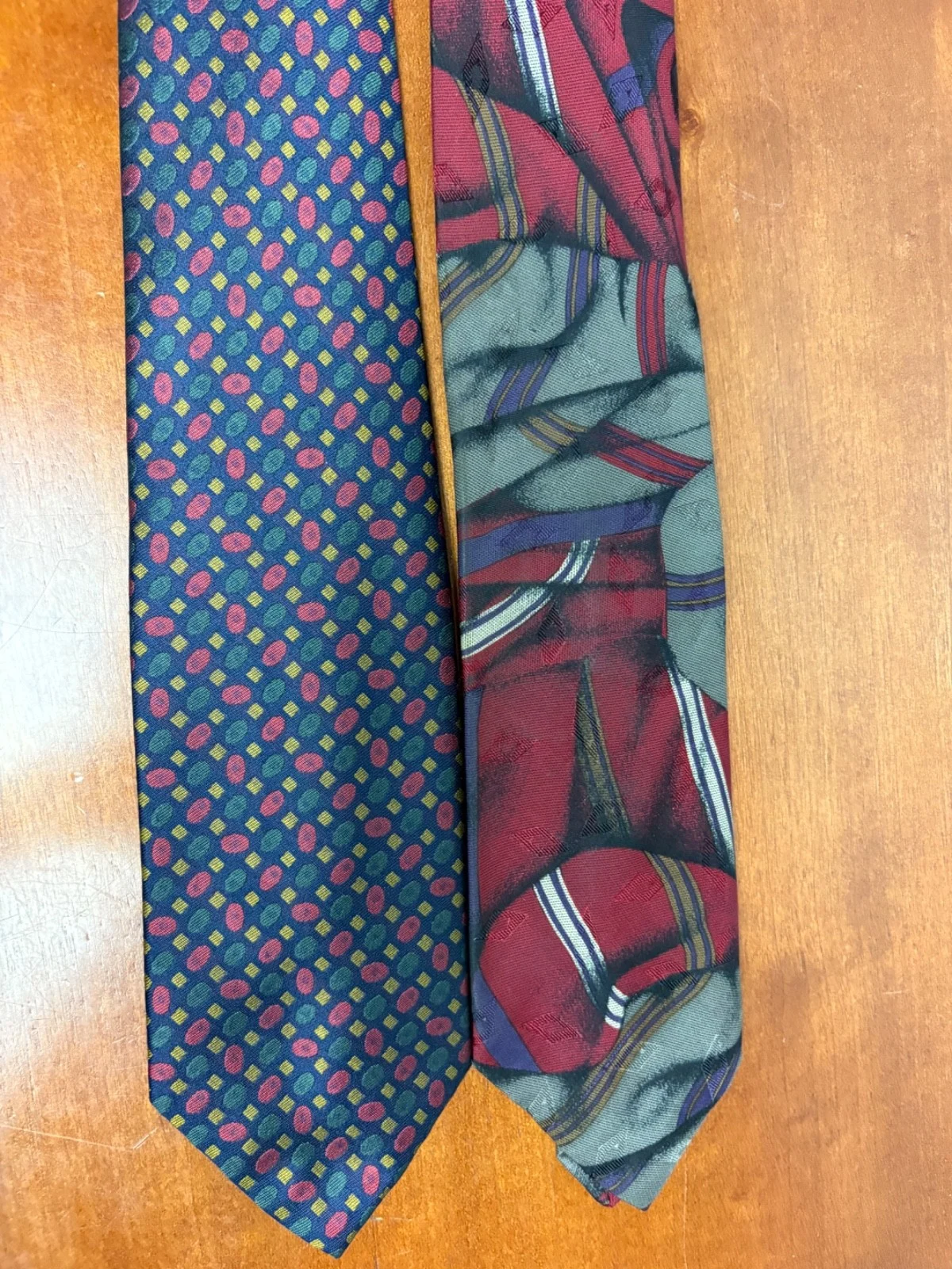 Lot of 2 XMI Silk Ties Hand Made in USA Imported Silk from Italy Geometric – photo 5