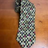 Richel Handmade In Spain Silk Tie Geometric Check Floral Gold Black Red