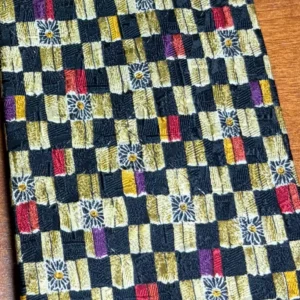 Richel Handmade In Spain Silk Tie Geometric Check Floral Gold Black Red – photo 11