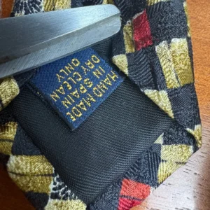 Richel Handmade In Spain Silk Tie Geometric Check Floral Gold Black Red – photo 4