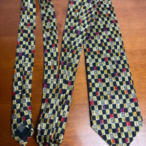 Richel Handmade In Spain Silk Tie Geometric Check Floral Gold Black Red – photo 5