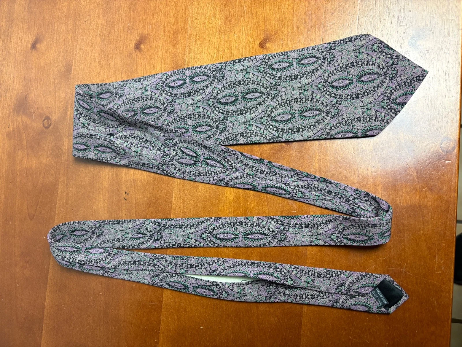 Pal Zileri Italy Silk Tie Purple Green Floral Paisley Geometric Luxury Necktie – photo 3