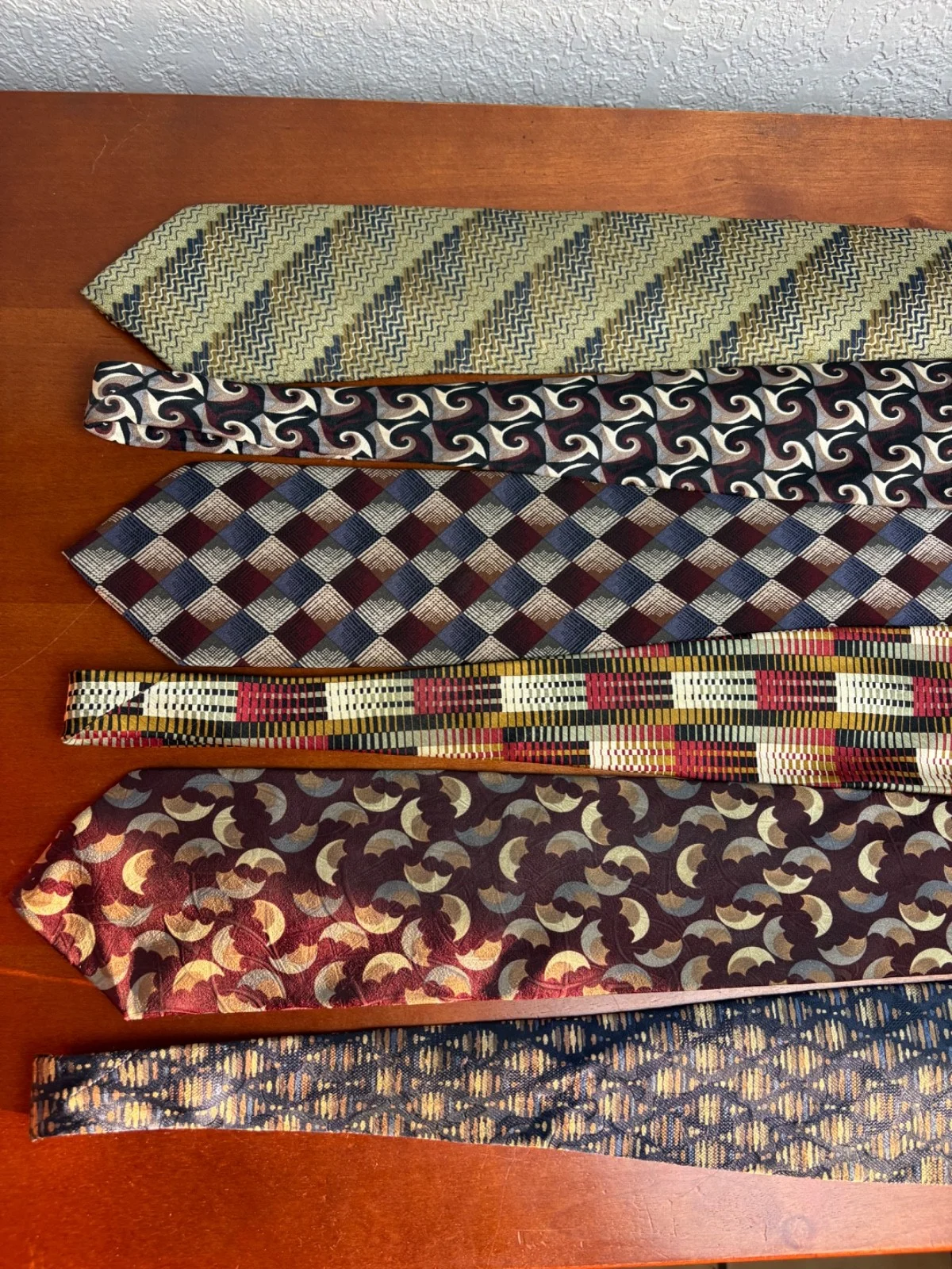 Jhane Barnes Silk Necktie Lot 6 Vintage Geometric Abstract Patterns Designer Tie – photo 10