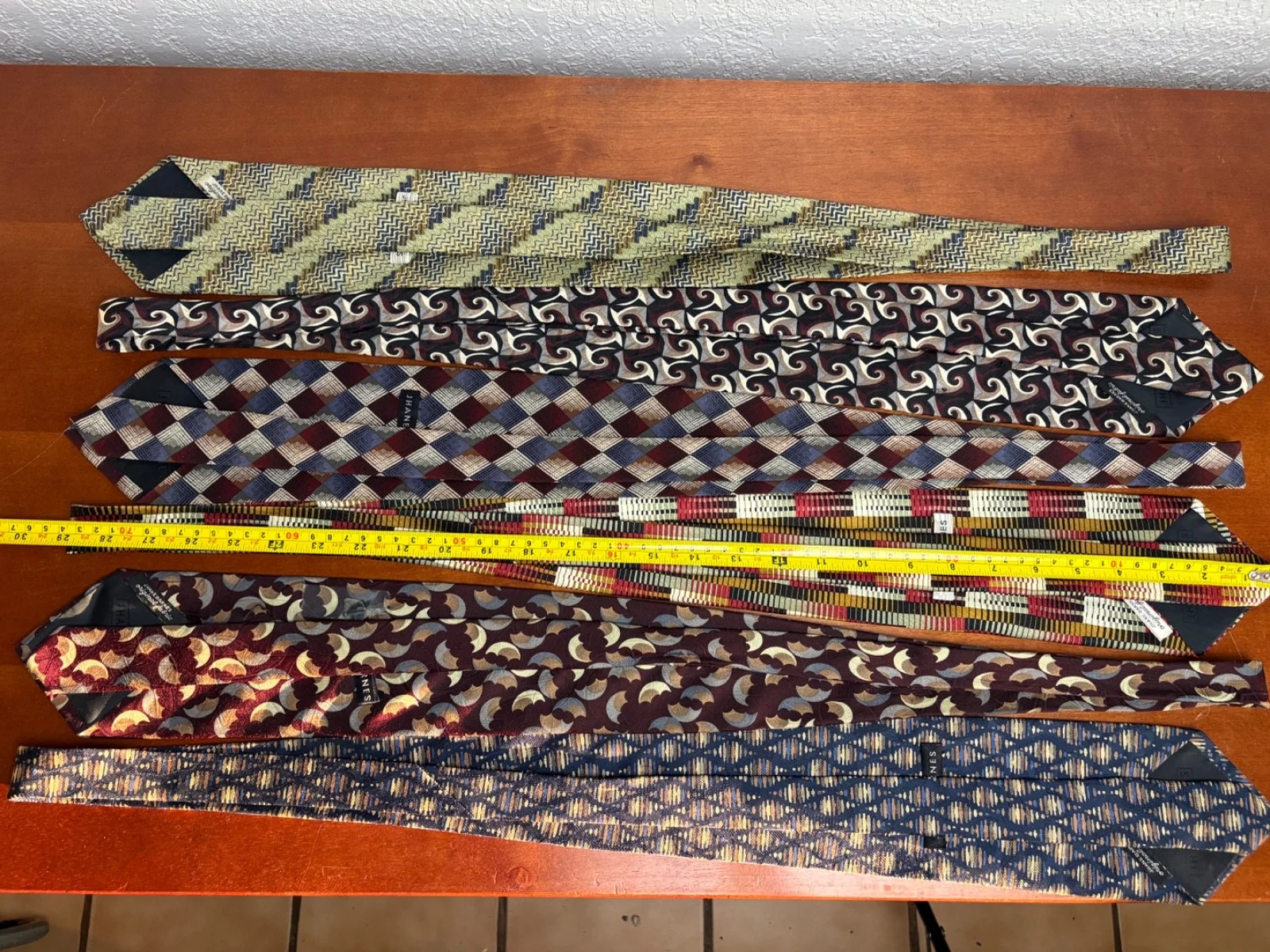 Jhane Barnes Silk Necktie Lot 6 Vintage Geometric Abstract Patterns Designer Tie – photo 14