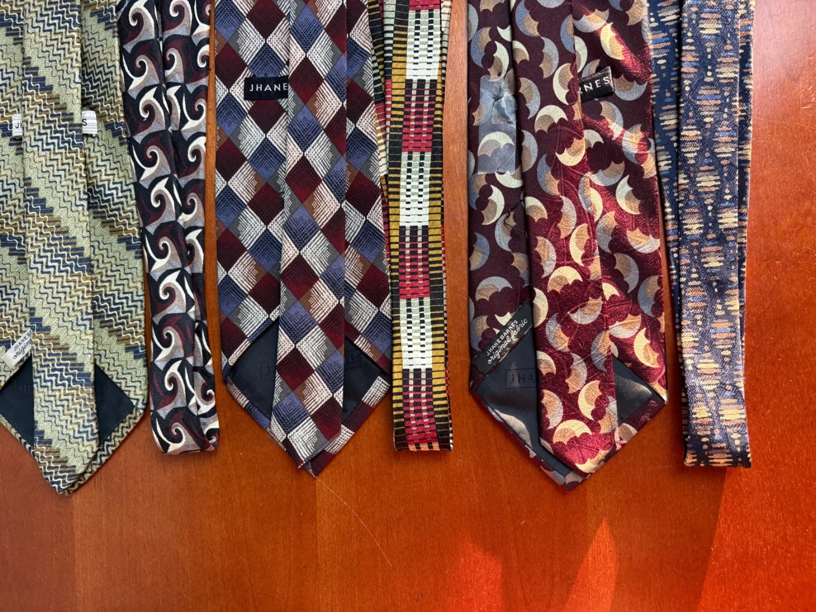 Jhane Barnes Silk Necktie Lot 6 Vintage Geometric Abstract Patterns Designer Tie – photo 16