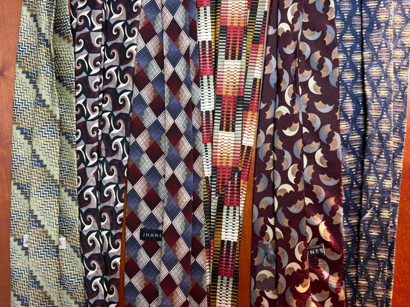Jhane Barnes Silk Necktie Lot 6 Vintage Geometric Abstract Patterns Designer Tie – photo 17