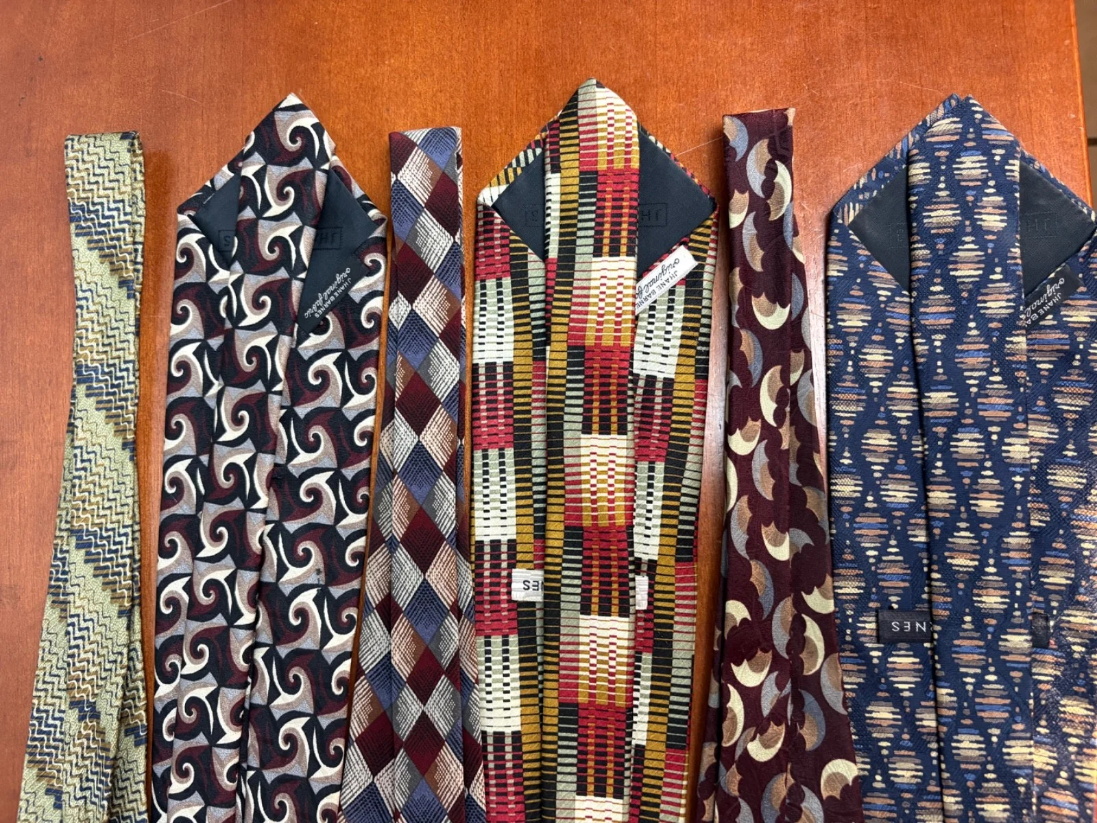 Jhane Barnes Silk Necktie Lot 6 Vintage Geometric Abstract Patterns Designer Tie – photo 18