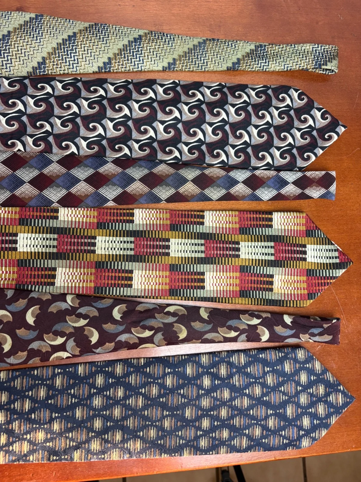 Jhane Barnes Silk Necktie Lot 6 Vintage Geometric Abstract Patterns Designer Tie – photo 9