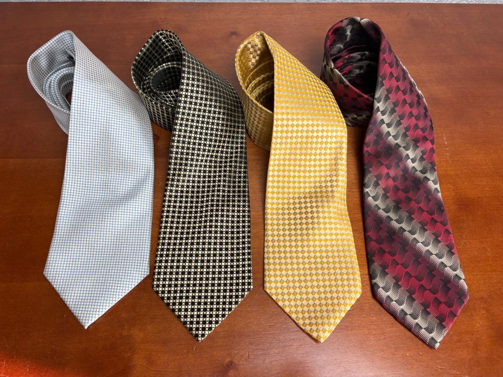 Lot of 4 Joseph & Feiss International 100% Silk Ties Geometric Abstract Patterns