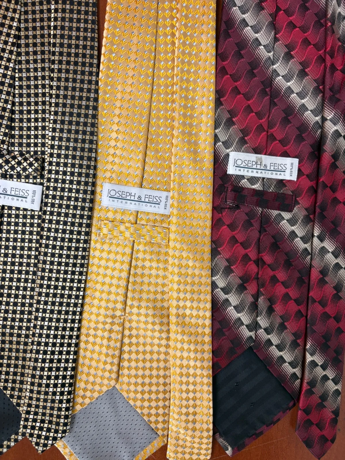 Lot of 4 Joseph & Feiss International 100% Silk Ties Geometric Abstract Patterns – photo 15