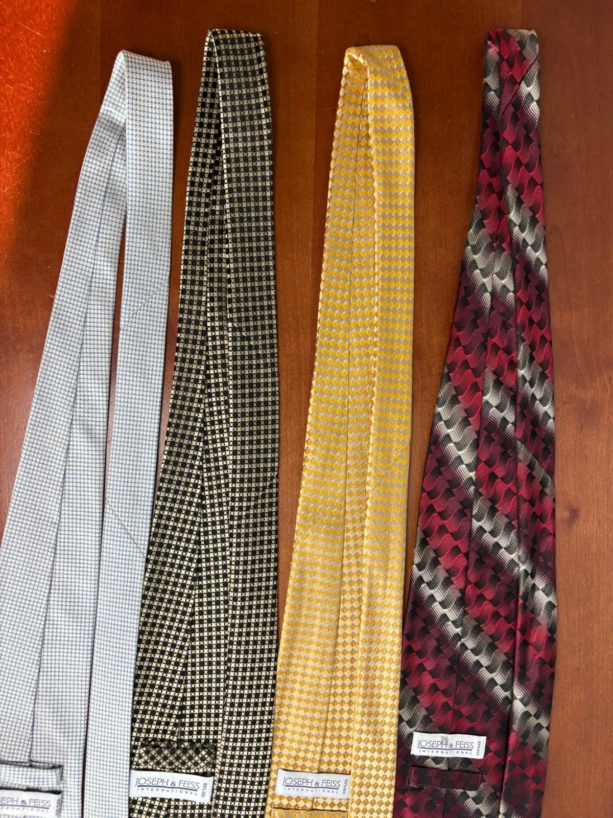Lot of 4 Joseph & Feiss International 100% Silk Ties Geometric Abstract Patterns – photo 16