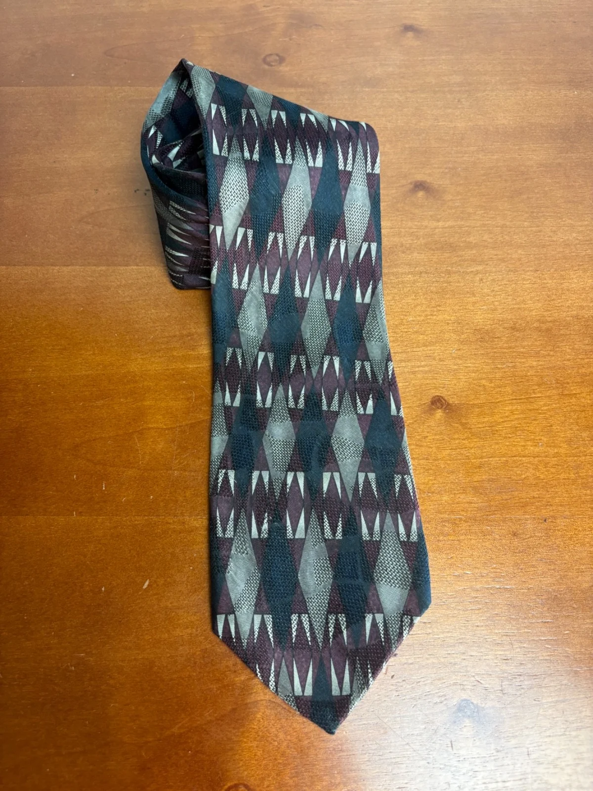 Robert Talbott Best of Class Silk Tie Italy Geometric Abstract Burgundy Gray