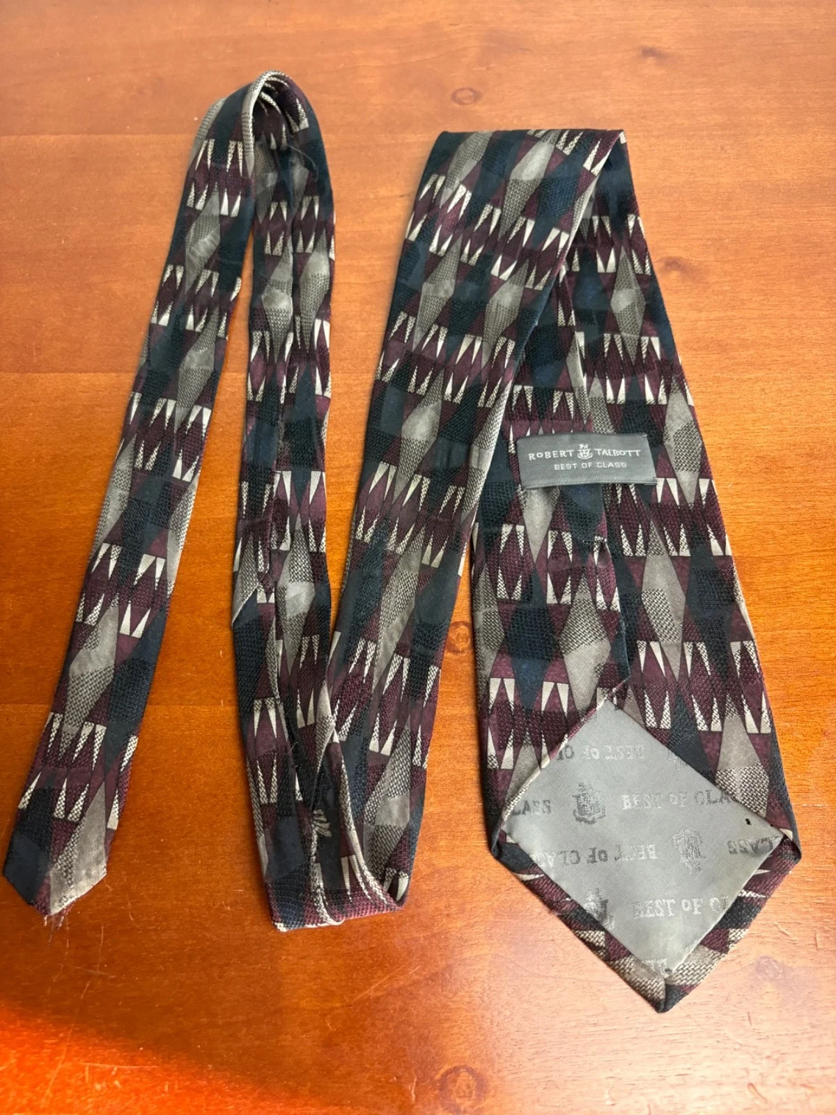 Robert Talbott Best of Class Silk Tie Italy Geometric Abstract Burgundy Gray – photo 15
