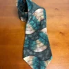Robert Daskal Hand Painted 100% Silk Tie Abstract Teal Gold Geometric