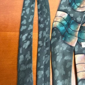 Robert Daskal Hand Painted 100% Silk Tie Abstract Teal Gold Geometric – photo 14
