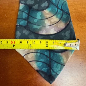 Robert Daskal Hand Painted 100% Silk Tie Abstract Teal Gold Geometric – photo 3