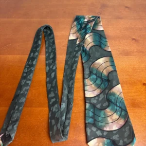 Robert Daskal Hand Painted 100% Silk Tie Abstract Teal Gold Geometric – photo 4