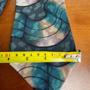 Robert Daskal Hand Painted 100% Silk Tie Abstract Teal Gold Geometric – photo 7