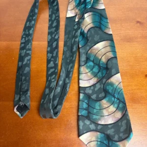 Robert Daskal Hand Painted 100% Silk Tie Abstract Teal Gold Geometric – photo 8