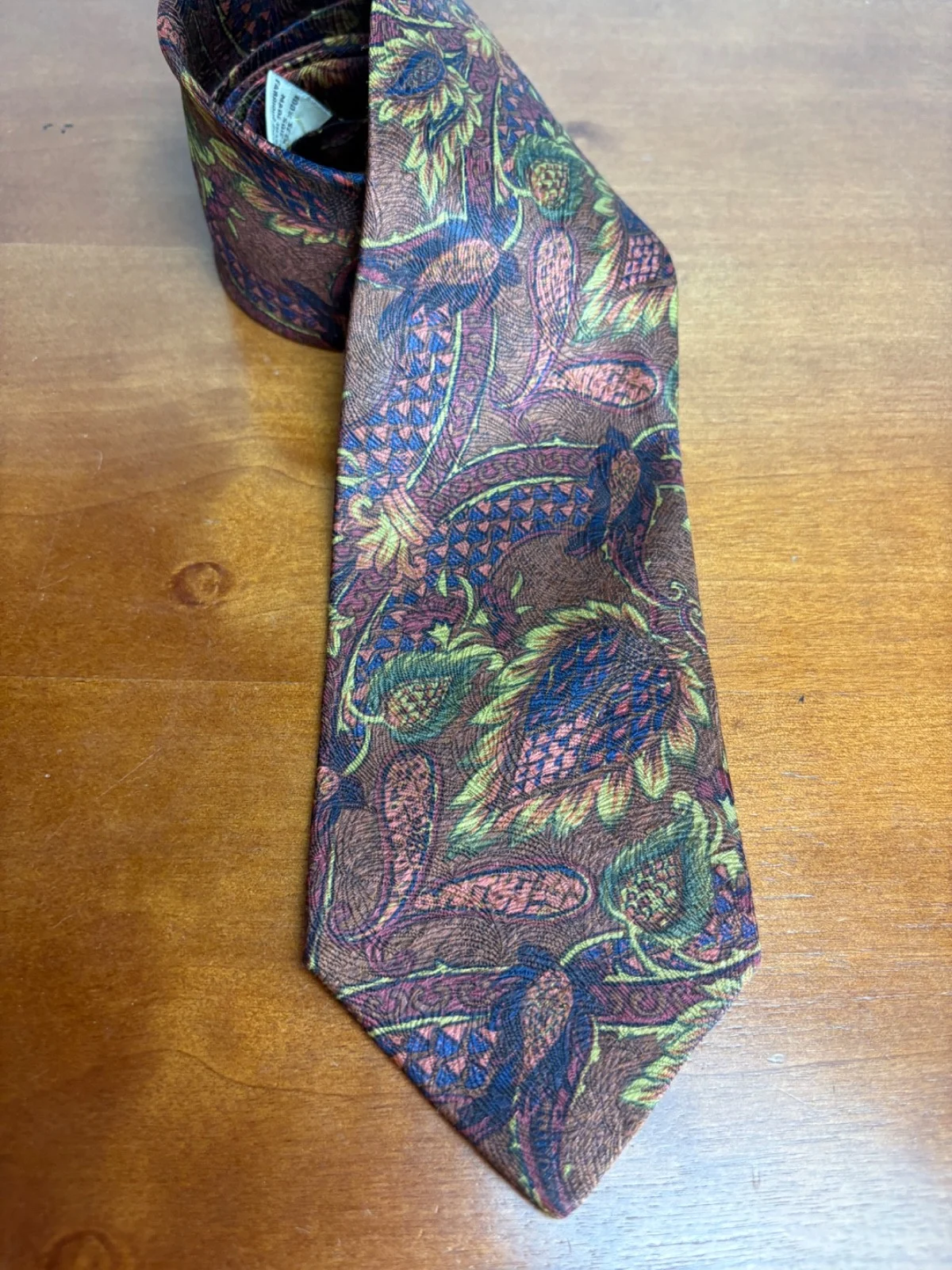 Joseph Abboud Men's Silk Tie Brown Paisley Floral Made in Italy
