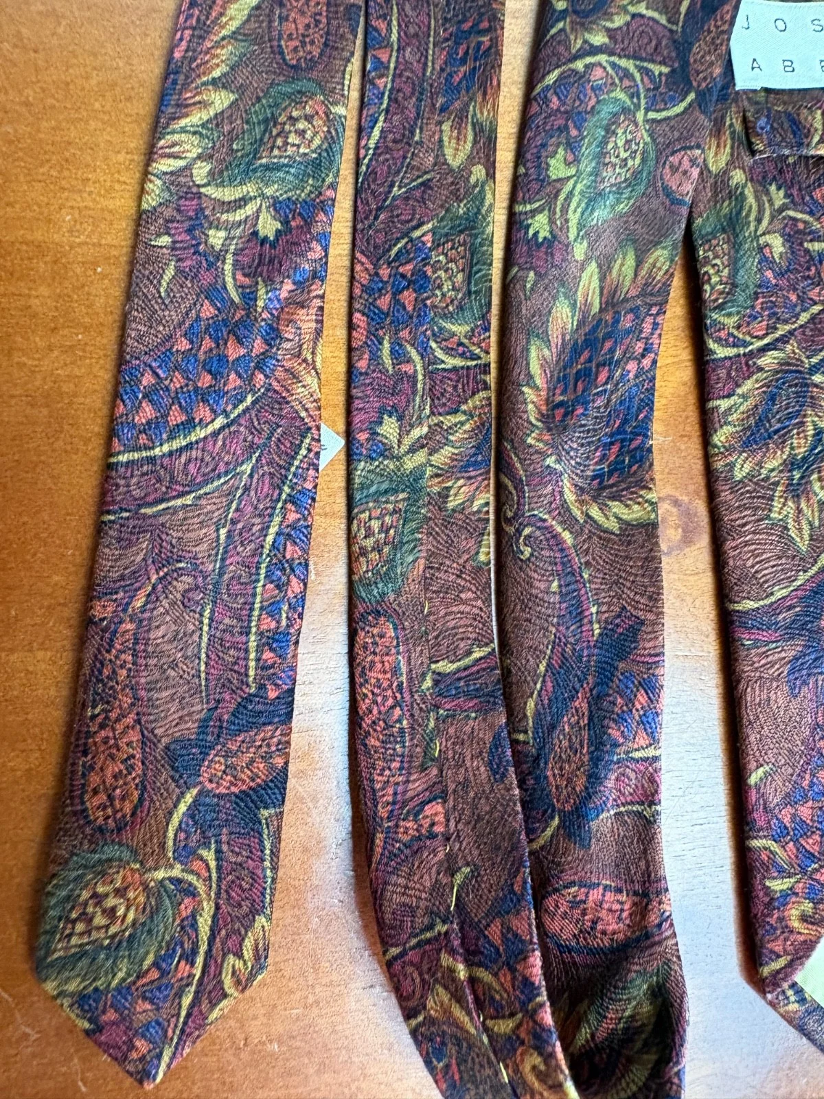 Joseph Abboud Men's Silk Tie Brown Paisley Floral Made in Italy – photo 10