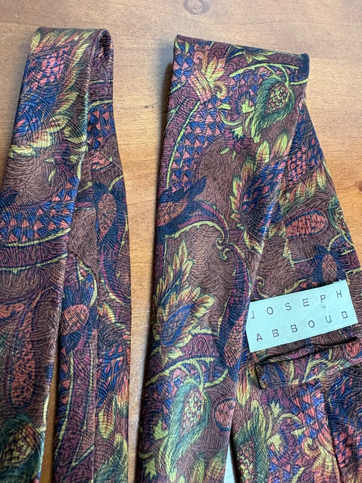 Joseph Abboud Men's Silk Tie Brown Paisley Floral Made in Italy – photo 11