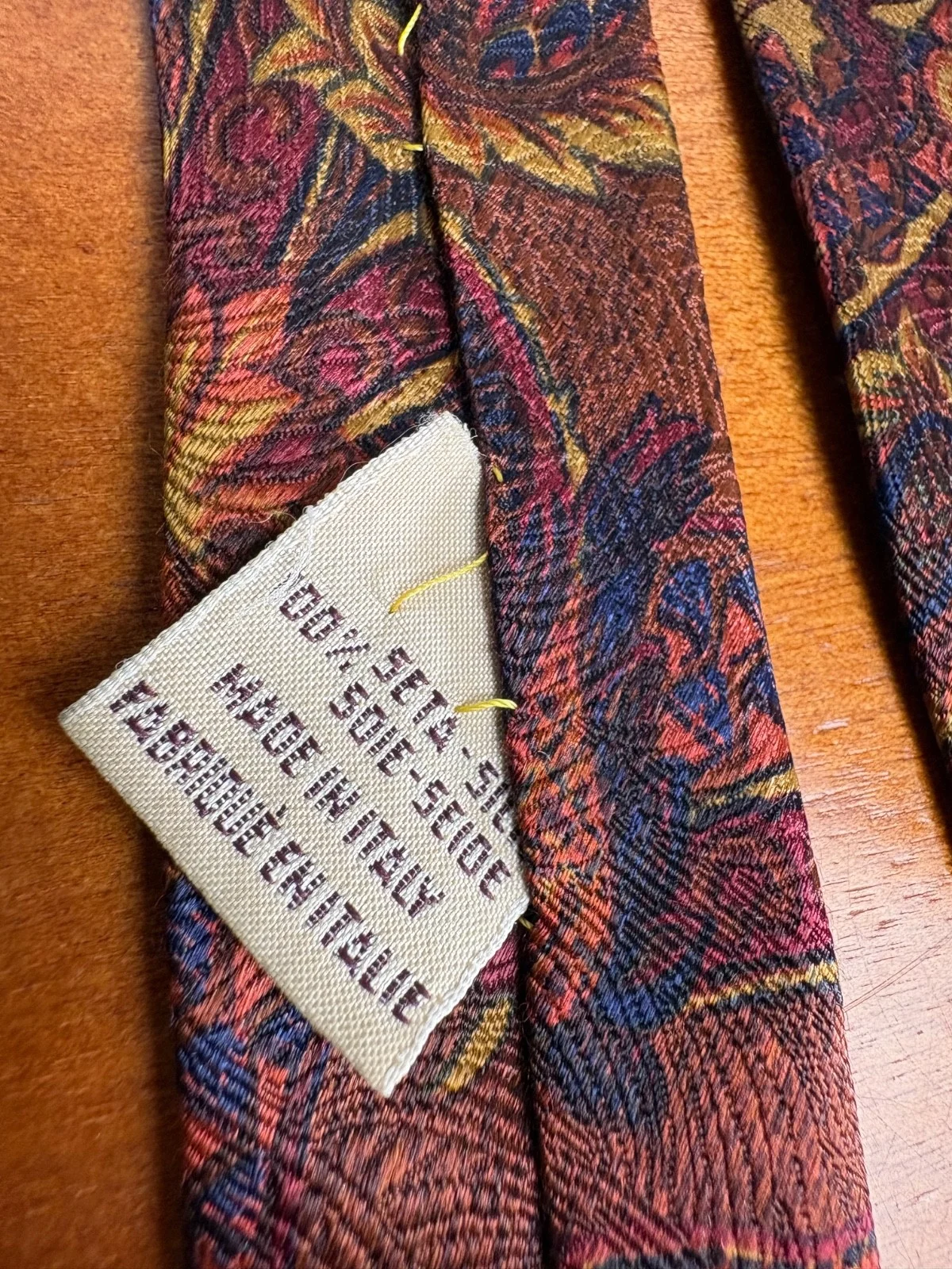 Joseph Abboud Men's Silk Tie Brown Paisley Floral Made in Italy – photo 4