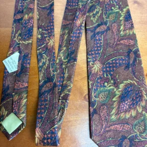 Joseph Abboud Men's Silk Tie Brown Paisley Floral Made in Italy – photo 6