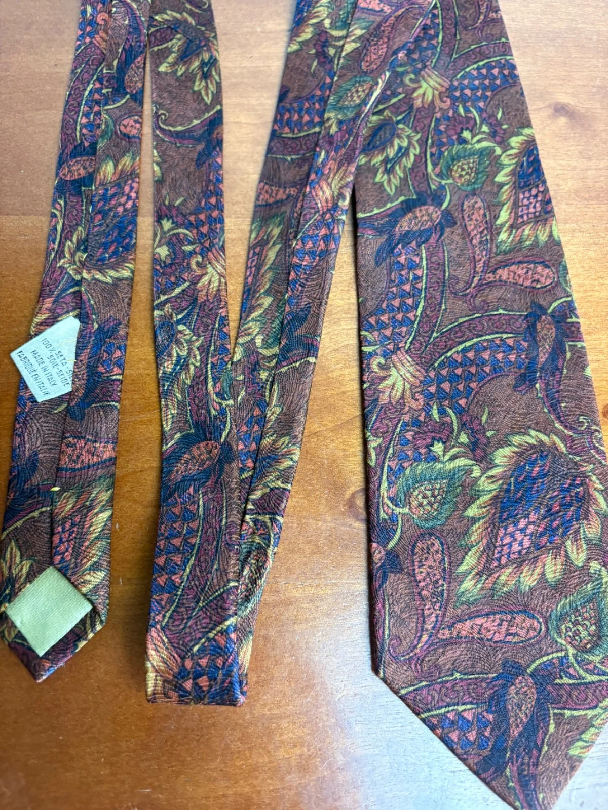 Joseph Abboud Men's Silk Tie Brown Paisley Floral Made in Italy – photo 6