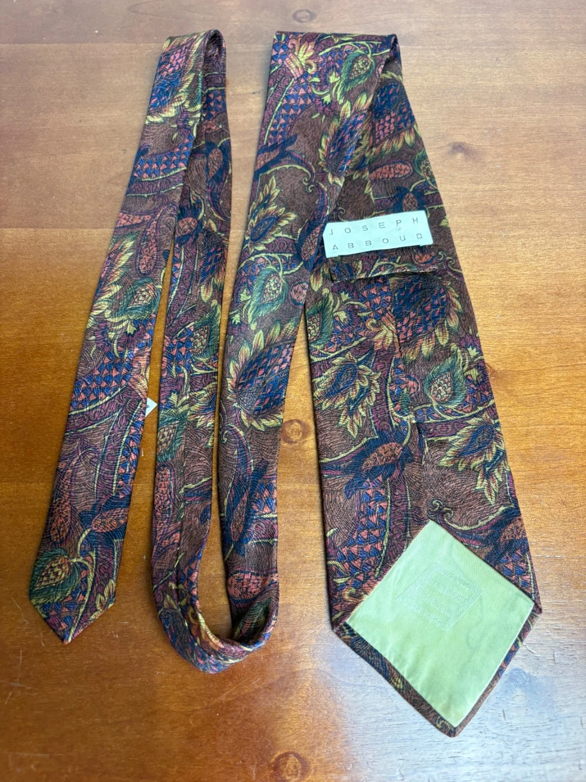 Joseph Abboud Men's Silk Tie Brown Paisley Floral Made in Italy – photo 7