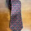 Joseph Abboud Men's Silk Tie Burgundy Geometric Medallion Italian Fabric