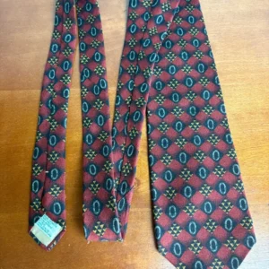 Joseph Abboud Men's Silk Tie Burgundy Geometric Medallion Italian Fabric – photo 3