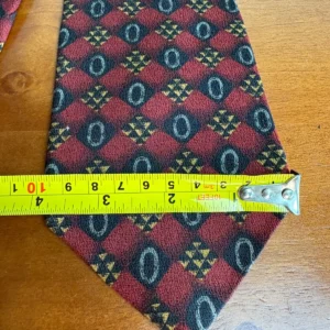 Joseph Abboud Men's Silk Tie Burgundy Geometric Medallion Italian Fabric – photo 5