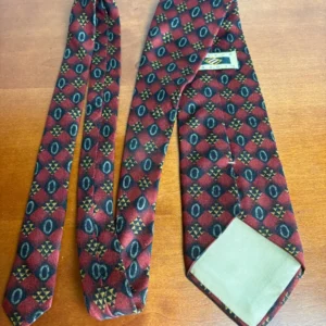 Joseph Abboud Men's Silk Tie Burgundy Geometric Medallion Italian Fabric – photo 6
