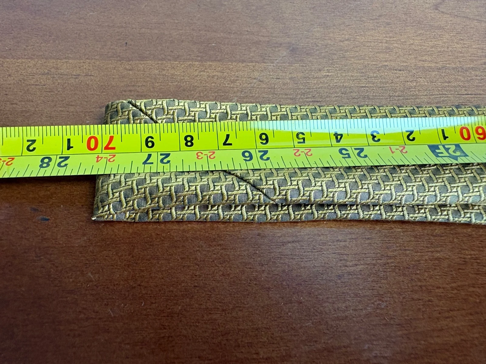 Pierre Balmain Couture Silk Tie Gold Geometric Basketweave Made in USA 4" Wide – photo 12