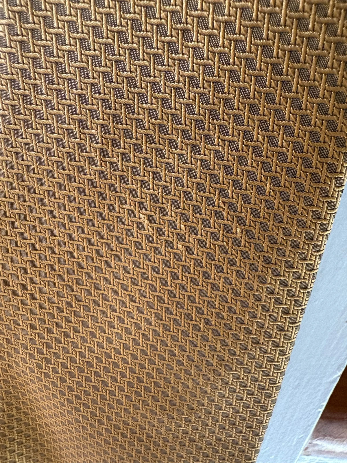 Pierre Balmain Couture Silk Tie Gold Geometric Basketweave Made in USA 4" Wide – photo 3