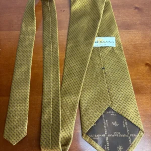 Pierre Balmain Couture Silk Tie Gold Geometric Basketweave Made in USA 4" Wide – photo 7