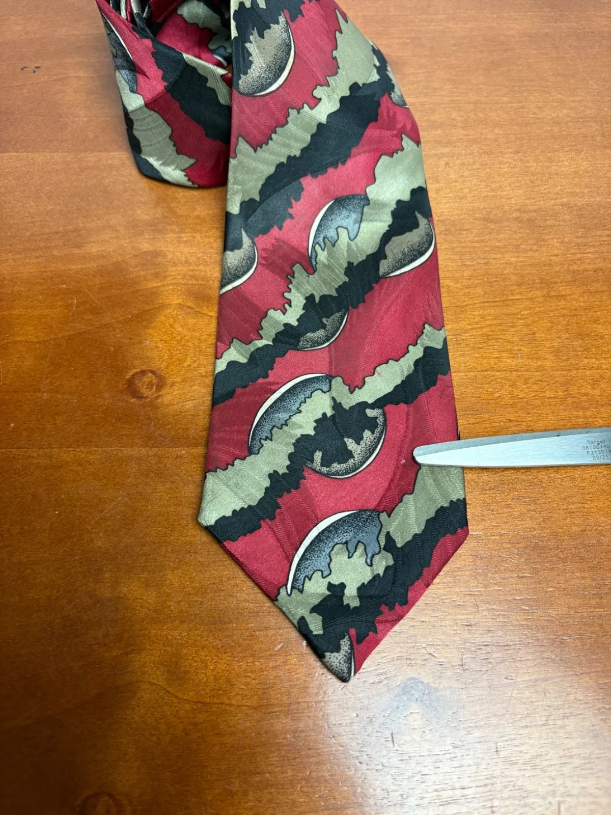 Screenplay by Martin Wong Silk Tie Abstract Geometric Red Green Black – photo 3