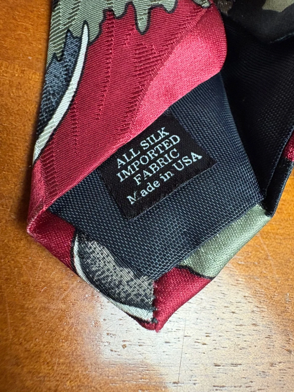 Screenplay by Martin Wong Silk Tie Abstract Geometric Red Green Black – photo 5