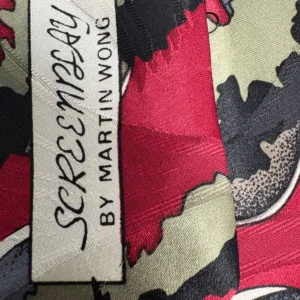 Screenplay by Martin Wong Silk Tie Abstract Geometric Red Green Black – photo 7