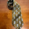 Hickey Freeman Silk Tie Brown Gold Geometric Hand Folded Italian Silk USA