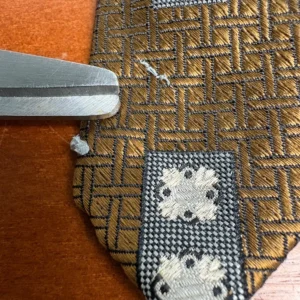 Hickey Freeman Silk Tie Brown Gold Geometric Hand Folded Italian Silk USA – photo 11