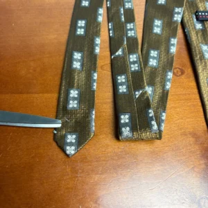 Hickey Freeman Silk Tie Brown Gold Geometric Hand Folded Italian Silk USA – photo 12