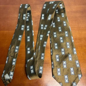 Hickey Freeman Silk Tie Brown Gold Geometric Hand Folded Italian Silk USA – photo 4